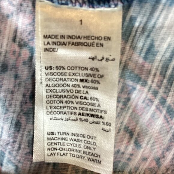 Chico's V-Neck 3/4 Sleeve Top Beaded Embroidered Sz 1 (M/8) #57B - Picture 8 of 9